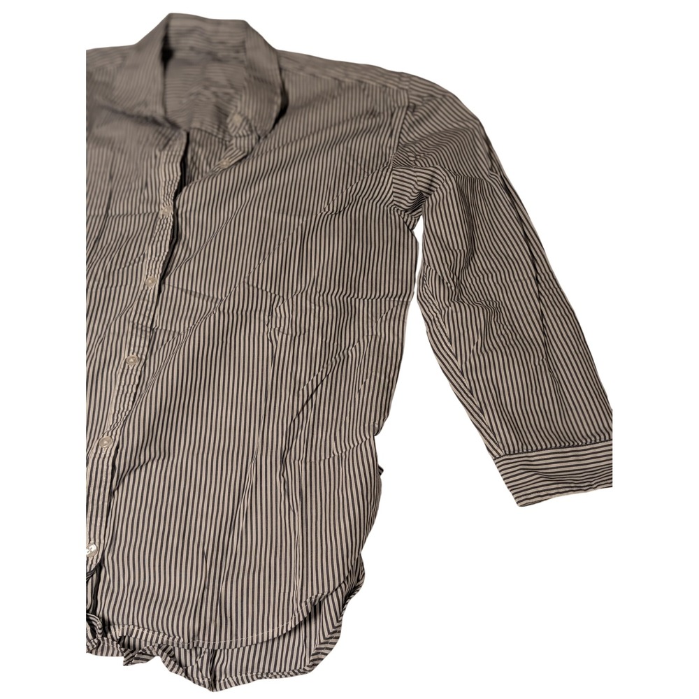 Gloria Vanderbilt Amanda Shirt Womens Large Blue White Striped Button Down Cottn - Picture 3 of 6